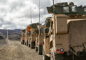 U.S. Marines with 1/12 conduct an M240B machine gun mounted JLTV convoy during Spartan Fury 22.1