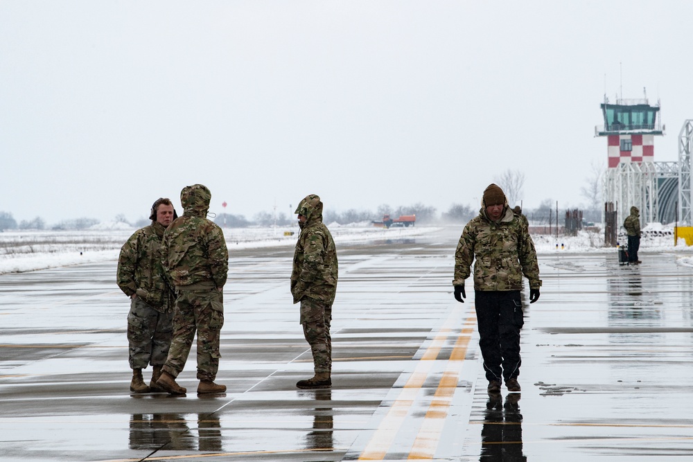 480th EFS snow operations at the 86th AB, Romania