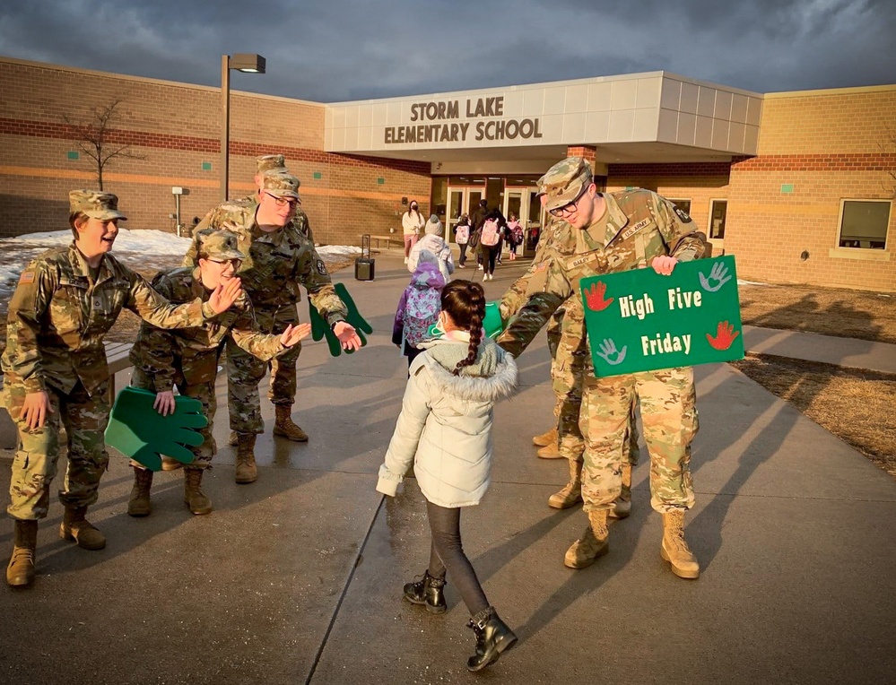 Iowa Cadets bring high-fives, good vibes to local elementary school