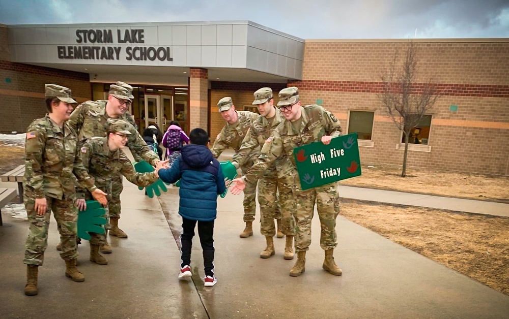 Iowa Cadets bring high-fives, good vibes to local elementary school