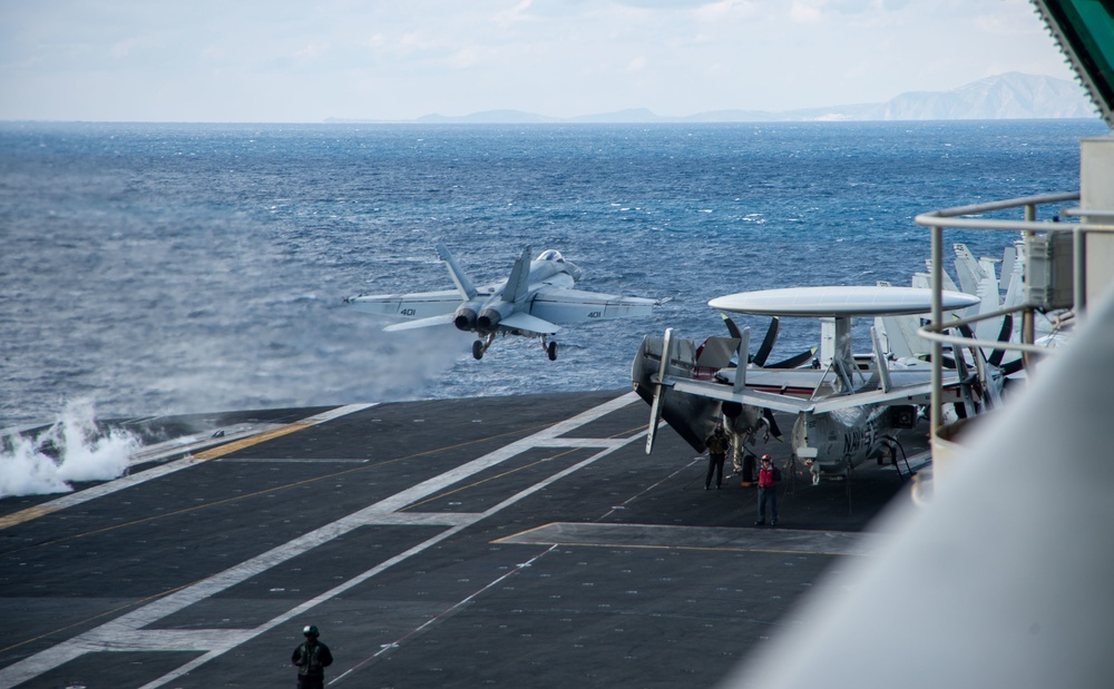 The Harry S. Truman Carrier Strike Group is on a scheduled deployment in the U.S. Sixth Fleet area of operations in support of naval operations to maintain maritime stability and security.