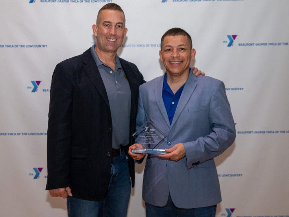 Lt. Col. Jose L. Montalván receives the Beaufort-Jasper YMCA of the Lowcountry Volunteer of 2021 Award