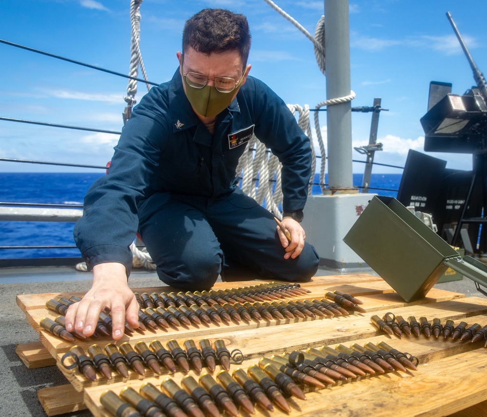 GM3 Hardesty Prepares Ammunition Aboard USS Milius (DDG 69)