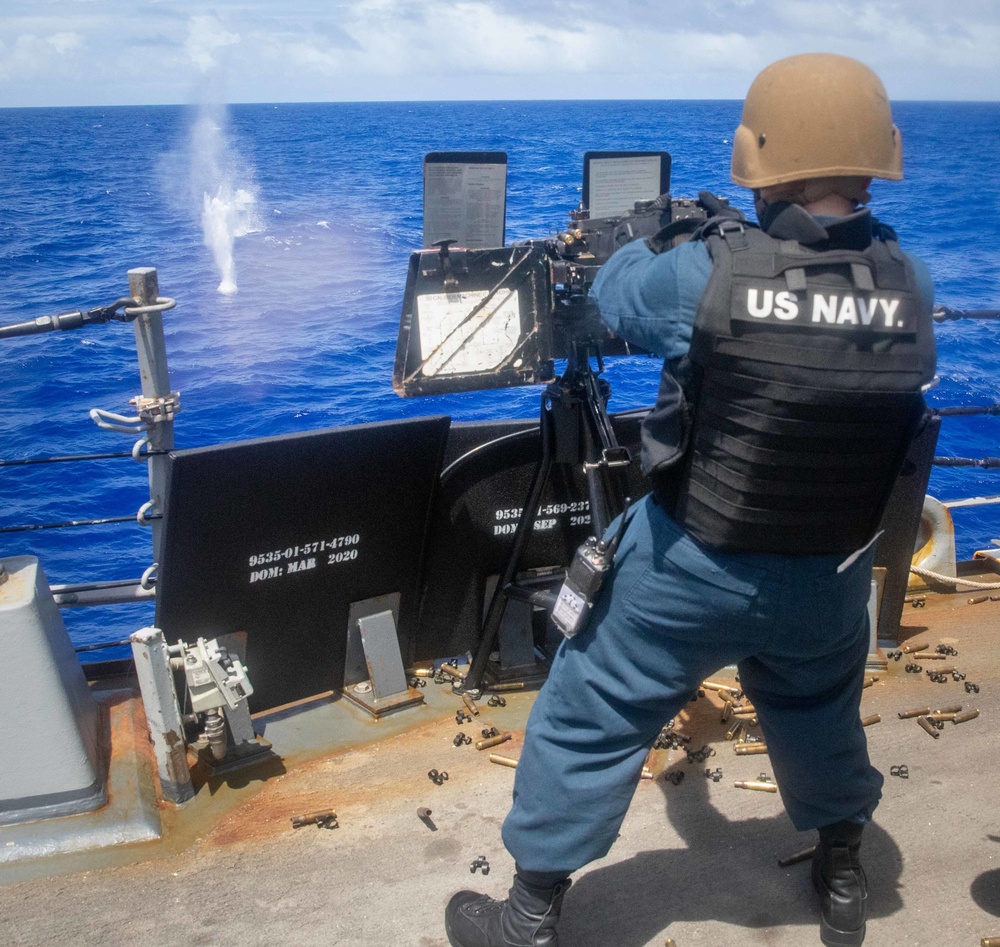 GMC Alberty Fires .50-Caliber Machine Gun Aboard USS Milius (DDG 69)