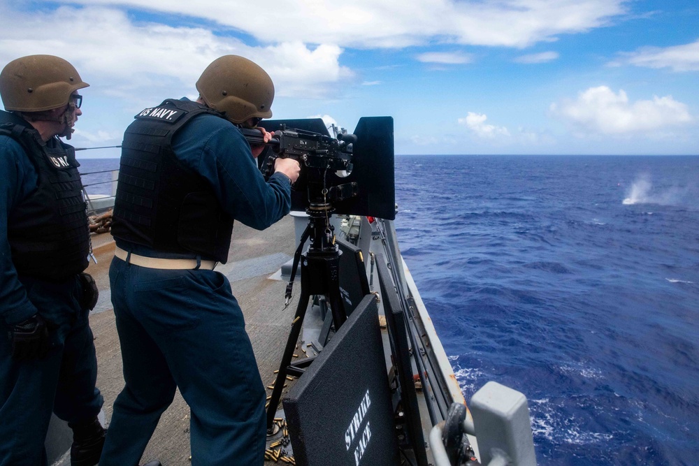 USS Milius (DDG 69) CO, Cmdr. Hays Fires M240B Machine Gun