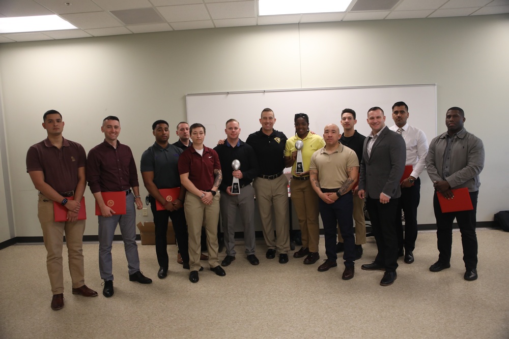 U.S. Marine Recruiters with Recruiting Station Baton Rouge are awarded by 6th Marine Corps District Commanding Officer