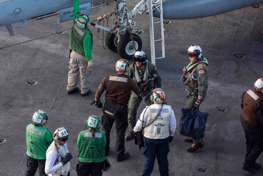 Capt. Craig Sicola Shakes Sailor's Hand