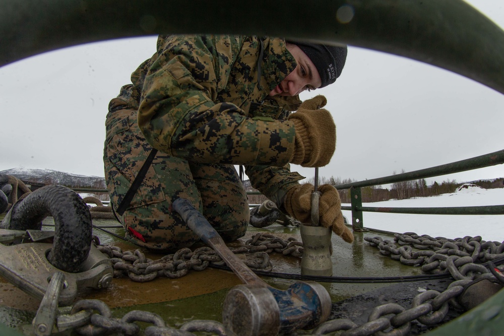 Marines With 2nd LSB Prepare a Bandvagn 206 to be Lifted