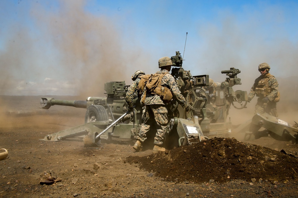 U.S Marines with 1/12 fire an M777 A2 Howitzer during Spartan Fury 22.1