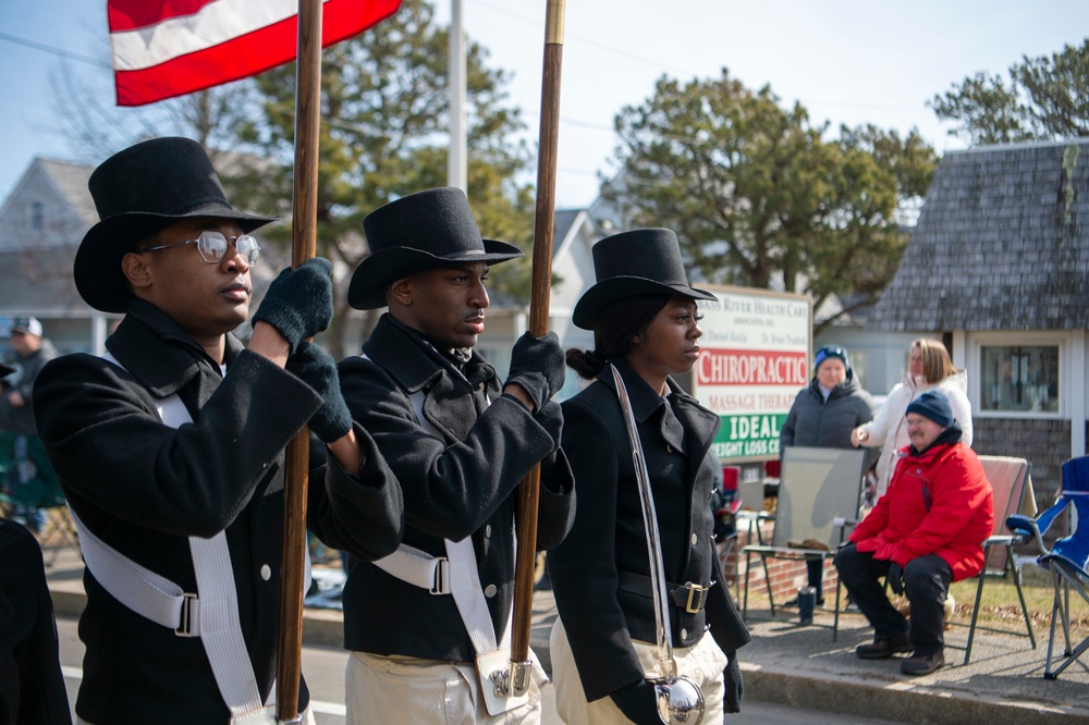 USS Constitution marches in Cape Cod St. Patrick's Day Parade
