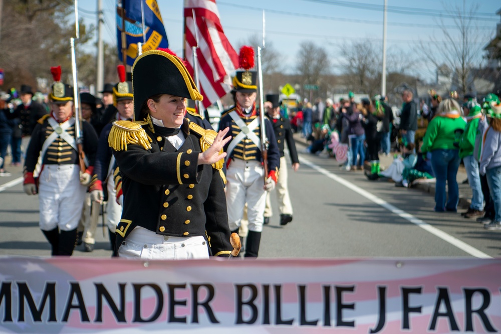 USS Constitution marches in Cape Cod St. Patrick's Day Parade