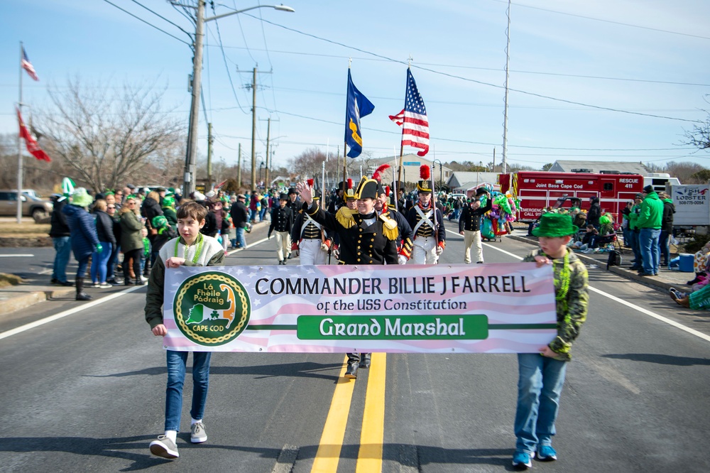 USS Constitution marches in Cape Cod St. Patrick's Day Parade