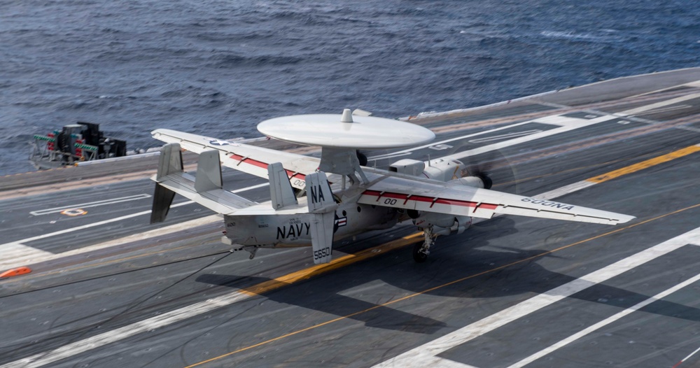 An E-2C Hawkeye Makes An Arrested Gear Landing