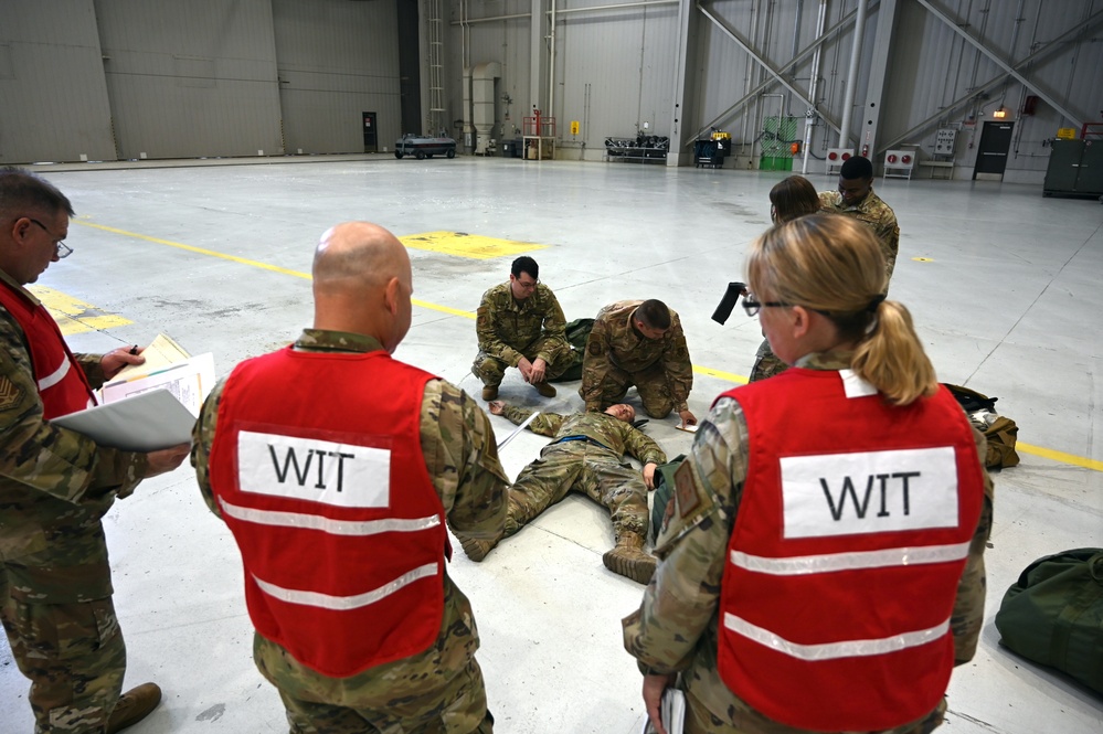 Photo of 116th Maintenance Group practicing Wartime Survival Skills