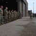 U.S. Air Force Col. David R. Wright delivers a commander's call