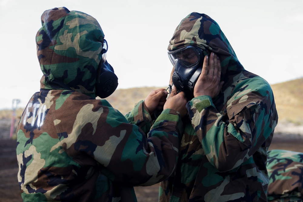 U.S Marines with 1/12 conduct CBRN training during Spartan Fury 22.1