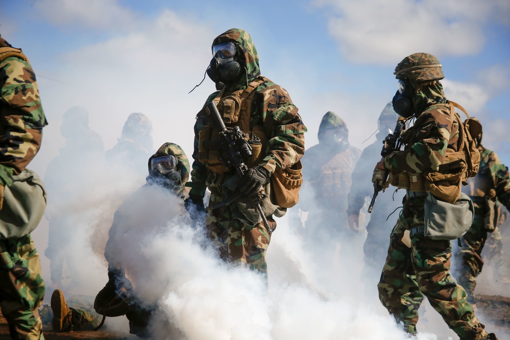 U.S Marines with 1/12 conduct CBRN training during Spartan Fury 22.1