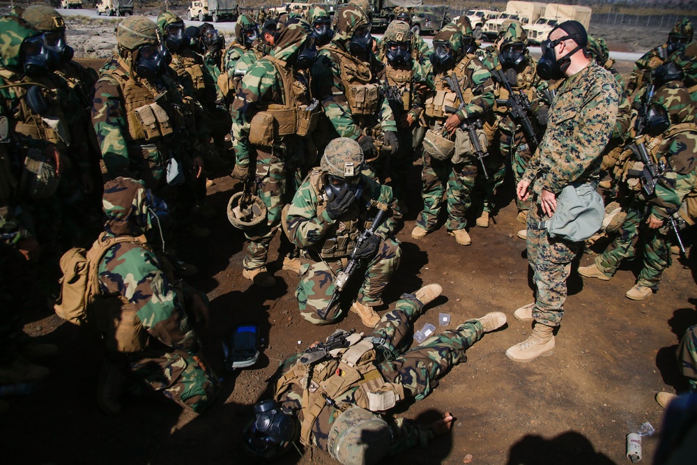 U.S Marines with 1/12 conduct CBRN training during Spartan Fury 22.1