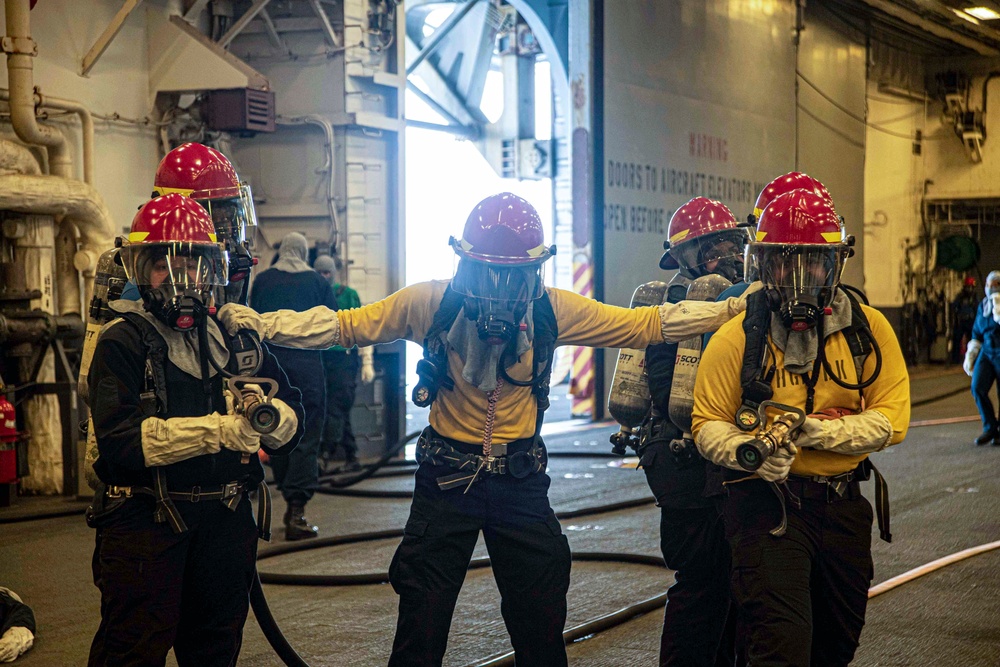 USS America (LHA 6) Conducts General Quarters Drill