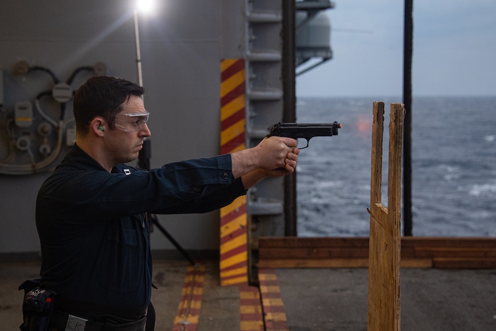 USS America Sailors Conduct Small Arms Qualification Course