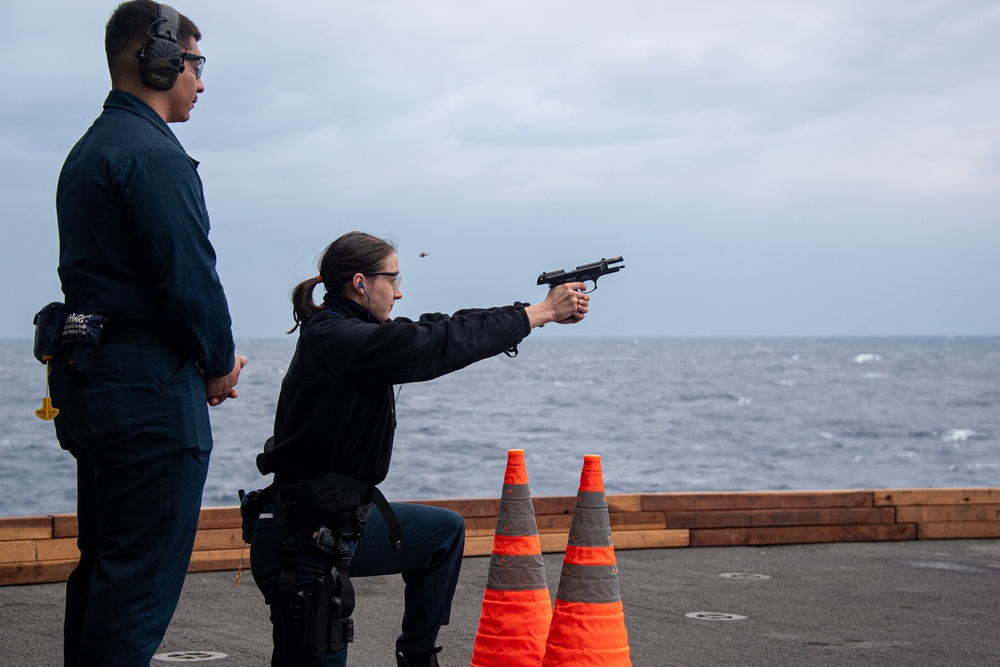 USS America Sailors Conduct Small Arms Qualification Course