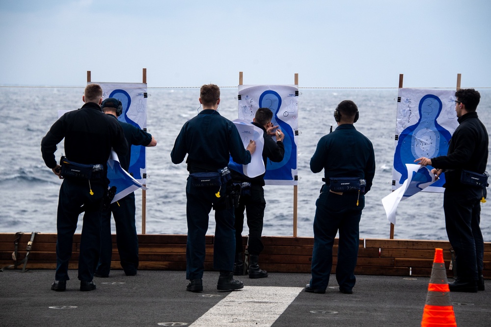 USS America Sailors Conduct Small Arms Qualification Course