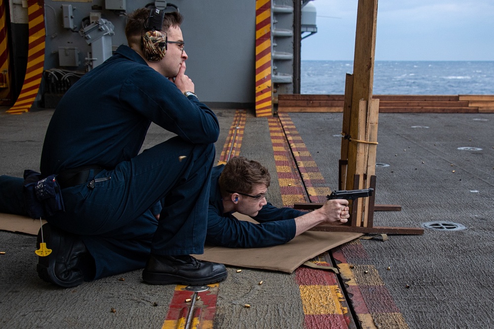 USS America Sailors Conduct Small Arms Qualification Course