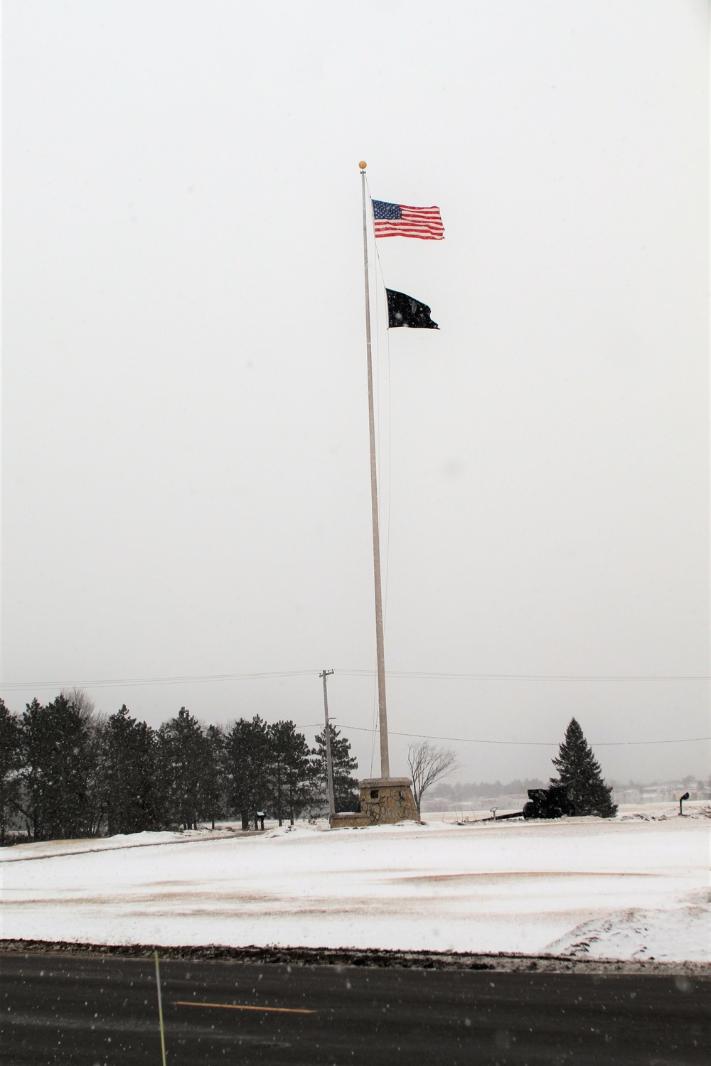 American flag and Fort McCoy