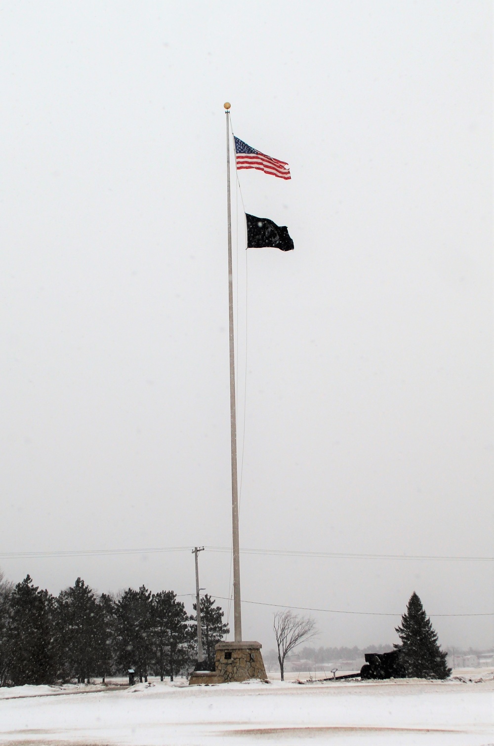 American flag and Fort McCoy