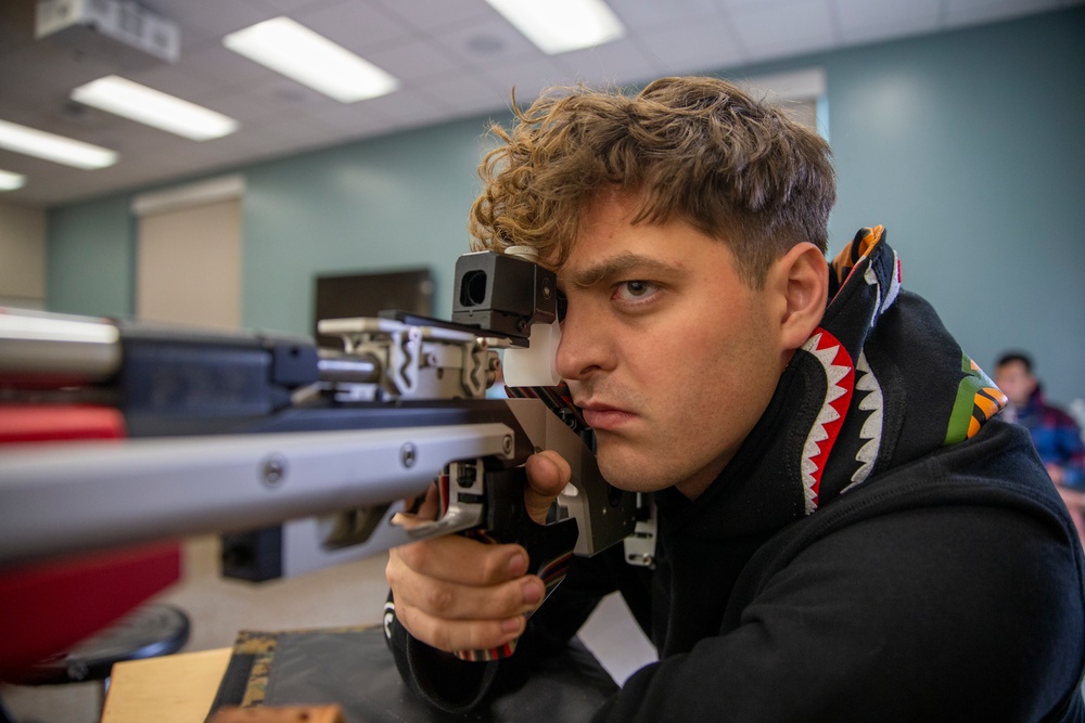 : U.S. Marines with Wounded Warrior Regiment compete in the Marine Corps Trails shooting competition