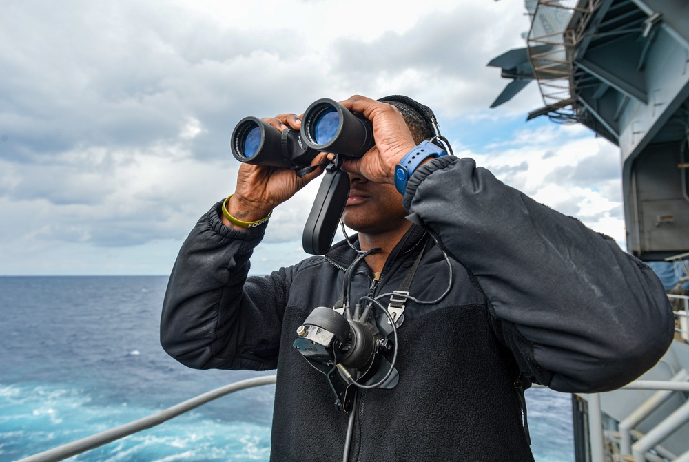 The Harry S. Truman Carrier Strike Group is on a scheduled deployment in the U.S. Sixth Fleet area of operations in support of naval operations to maintain maritime stability and security.