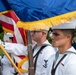 Sailors aboard the Nimitz-class aircraft carrier USS George Washington (CVN 73), Participate in a retirement ceremony for Mater Chief Harness.
