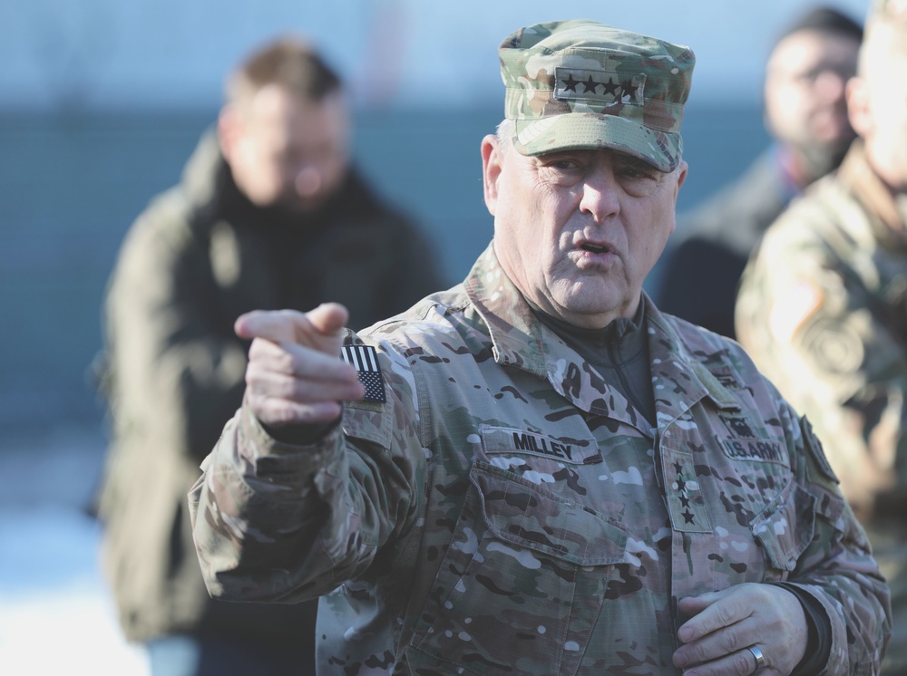 Chairman of the Joint Chiefs of Staff, Gen. Mark A. Milley visits troops in Latvia.