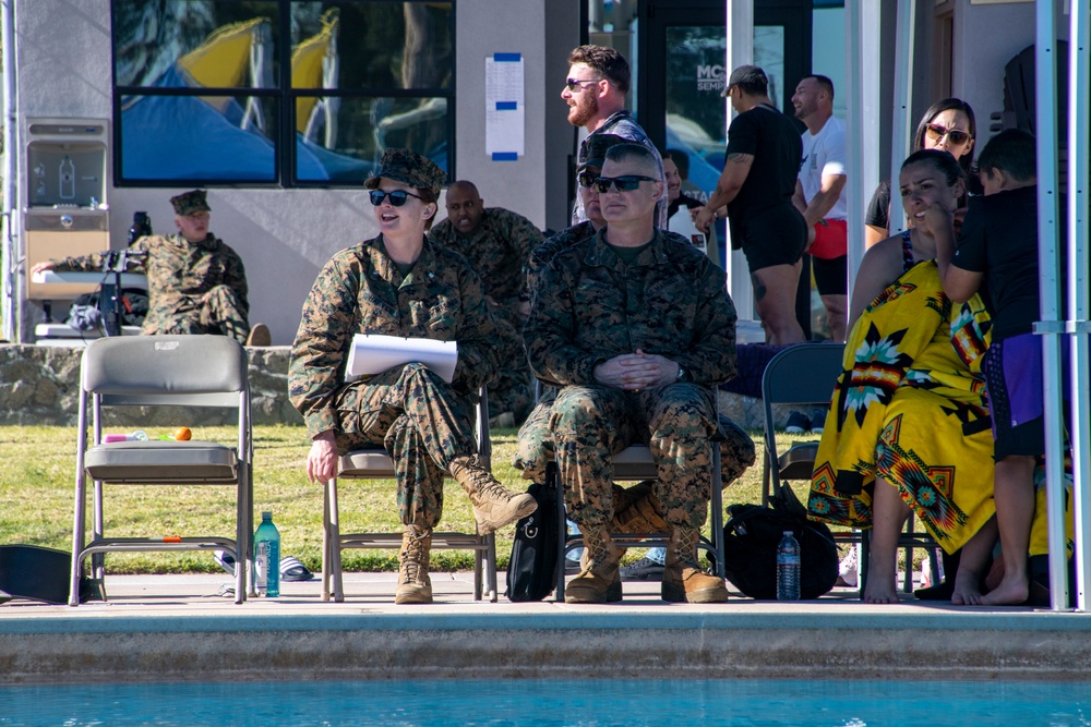 U.S. Marines with Wounded Warrior Regiment compete in the Marine Corps Trials swimming competition