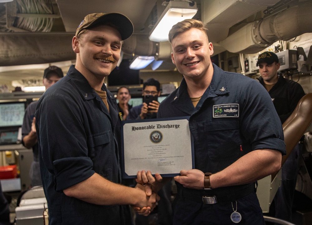 Sailors Re-Enlist Aboard USS Ralph Johnson (DDG 114)