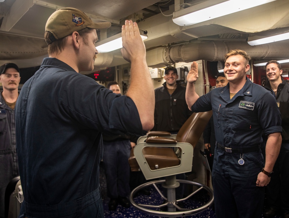 Sailors Re-Enlist Aboard USS Ralph Johnson (DDG 114)