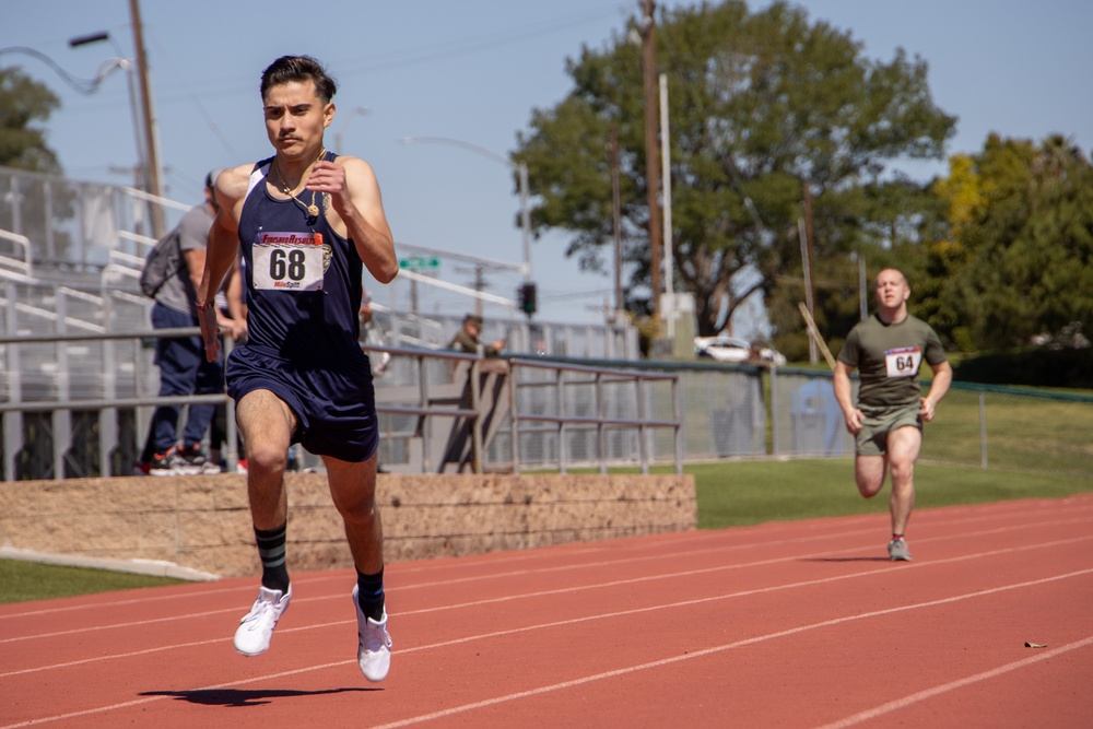 U.S. Marines with Wounded Warrior Regiment compete in the Marine Corps Trials Track and Field competition
