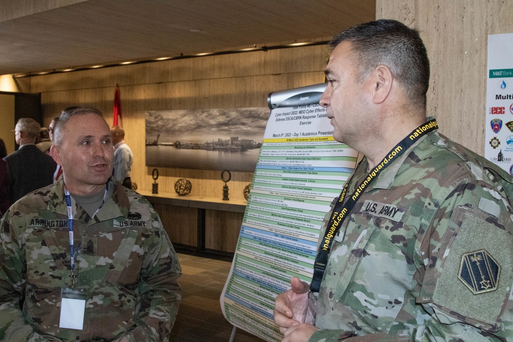 MG Estrada and CSM Arrington, Task Force 46 leadership at Cyber Impact 22