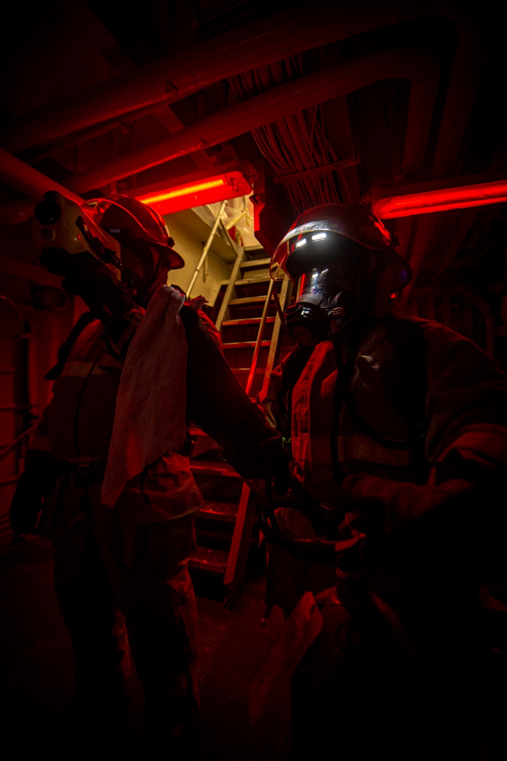 GHWB Sailors Go Through a General Quarters Drill