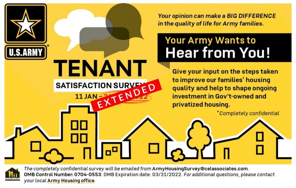 Army's annual housing satisfaction survey extended until March 7