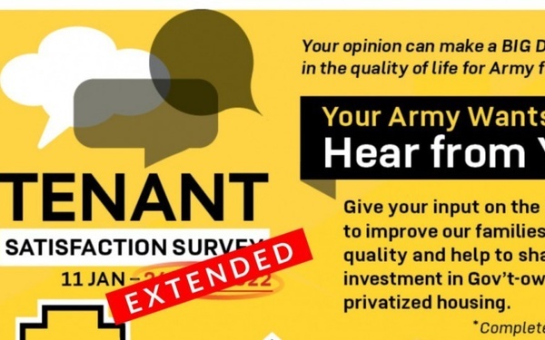 Army's annual housing satisfaction survey extended until March 7