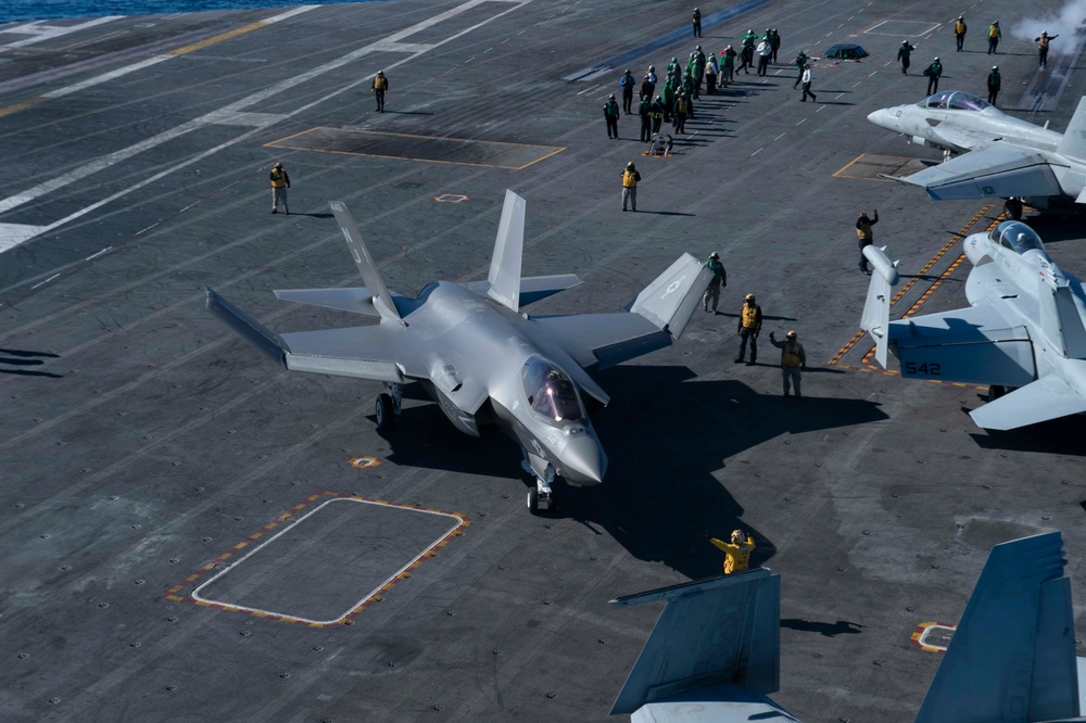 F-35C Lightning II Taxis On The Flight Deck