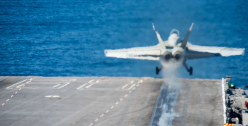 F/A-18F Launches From The Flight Deck