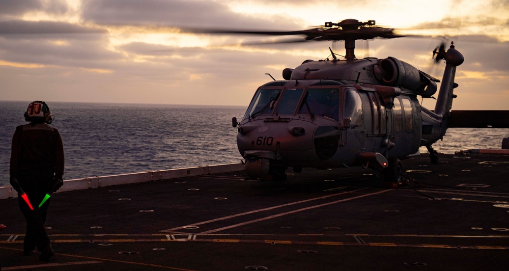 An MH-60S Sea Hawk Prepares To Take Off From The Flight Deck