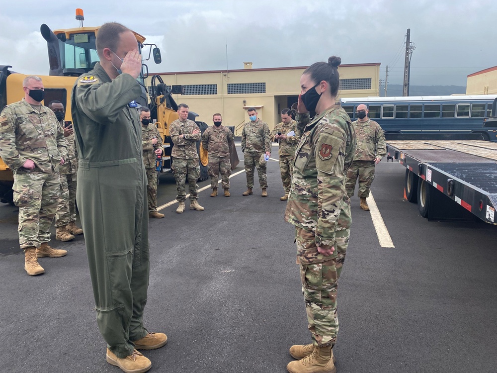 Lajes Field Airman receives coin for outstanding work during OAR