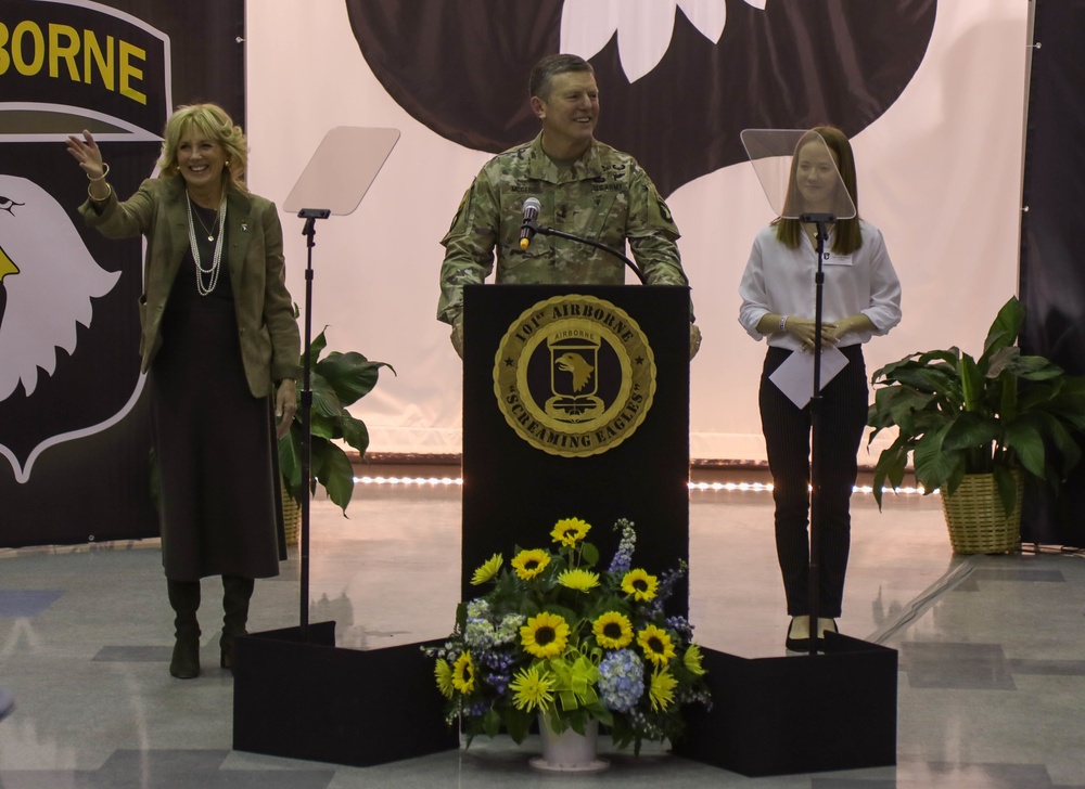 First Lady Dr. Jill Biden Visits with Fort Campbell Families