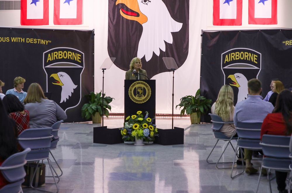 First Lady Dr. Jill Biden Visits with Fort Campbell Families