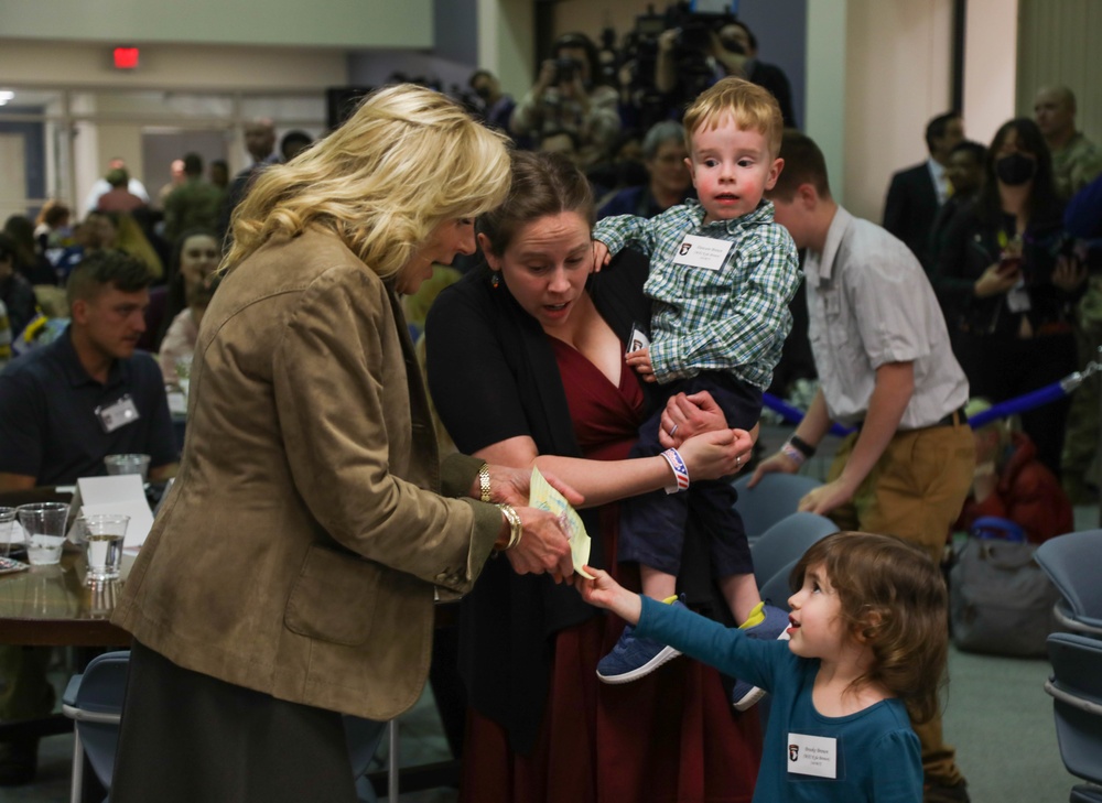 First Lady Dr. Jill Biden Visits with Fort Campbell Families