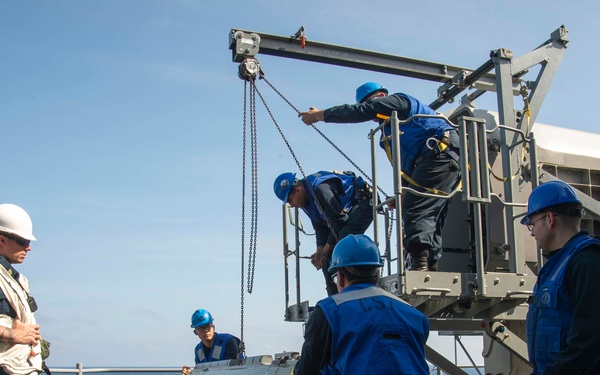 GHWB Sailors Load Ordnance for RAM