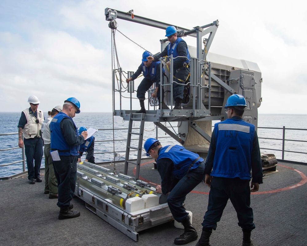 GHWB Sailors Load Ordnance for RAM